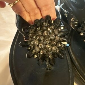 Coach Embellished Black JeweledNorice Flip Flop Sandals